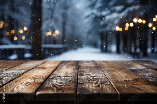 A rustic wooden table duste...