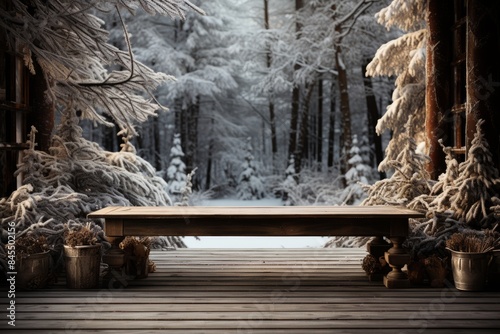 A rustic wooden table with ...