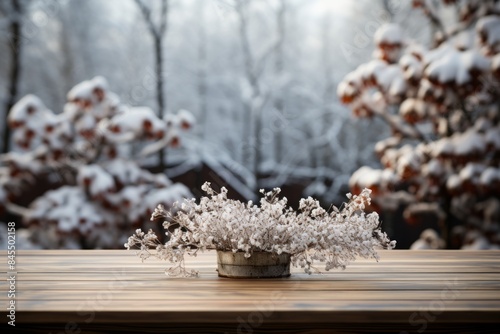 A rustic wooden table with ...