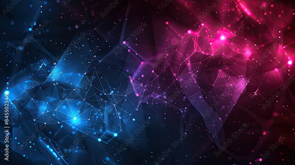 Fototapeta premium Glowing geometric shapes in dark backgrounds