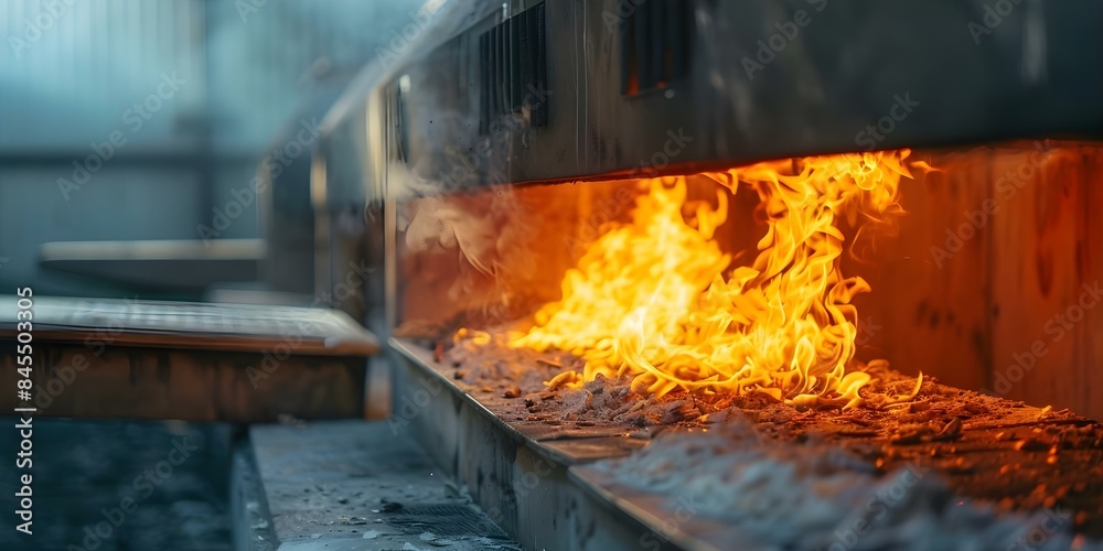 Obraz premium Understanding the Cremation Process Intense Heat and Fire in Crematoriums. Concept Cremation Process, Intense Heat, Fire, Crematoriums