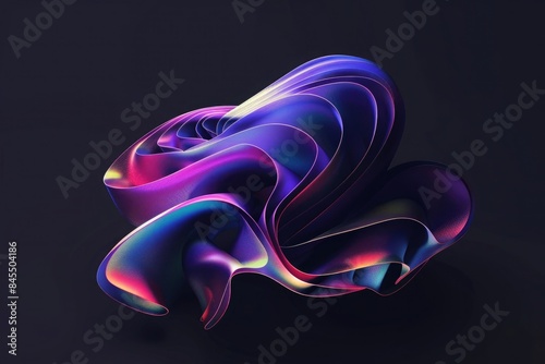 Abstract futuristic organic shape with colorful gradient lighting on a black background,