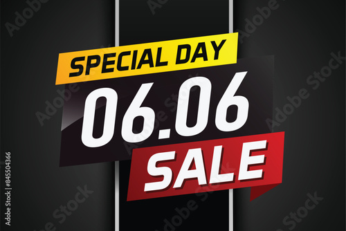 6.6 Special day sale word concept vector illustration with ribbon and 3d style for use landing page, template, ui, web, mobile app, poster, banner, flyer, background, gift card, coupon

