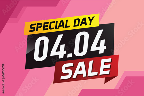 4.4 Special day sale word concept vector illustration with ribbon and 3d style for use landing page, template, ui, web, mobile app, poster, banner, flyer, background, gift card, coupon

