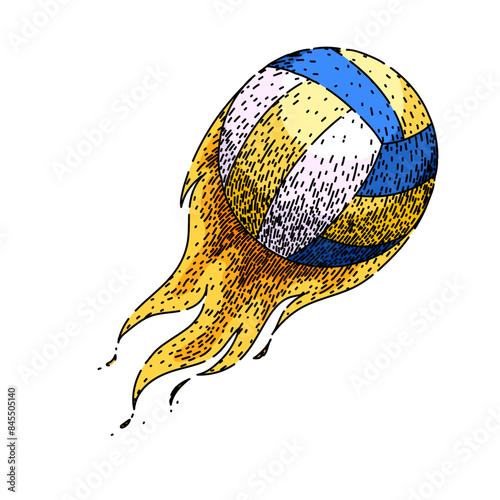 volley volleyball ball hand drawn. beach net, silhouette symbol, game indoor volley volleyball ball vector sketch. isolated color illustration