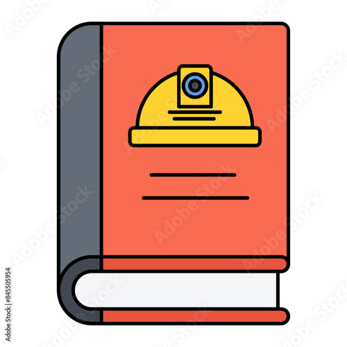 Book of Labour Law concept, vocational education Text vector outline design, Industrial EquipmentSymbol, 1st of May Sign,  International Workers Day stock illustration