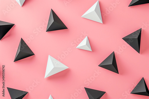 Abstract geometric pattern made of black and white paper planes on pink background Free Download Abstract geometric pattern made of black and white paper planes on pink background - GFXLoad