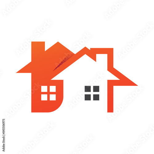 Double houses logo. Home logo. Home 2 logo. Vector logo template.