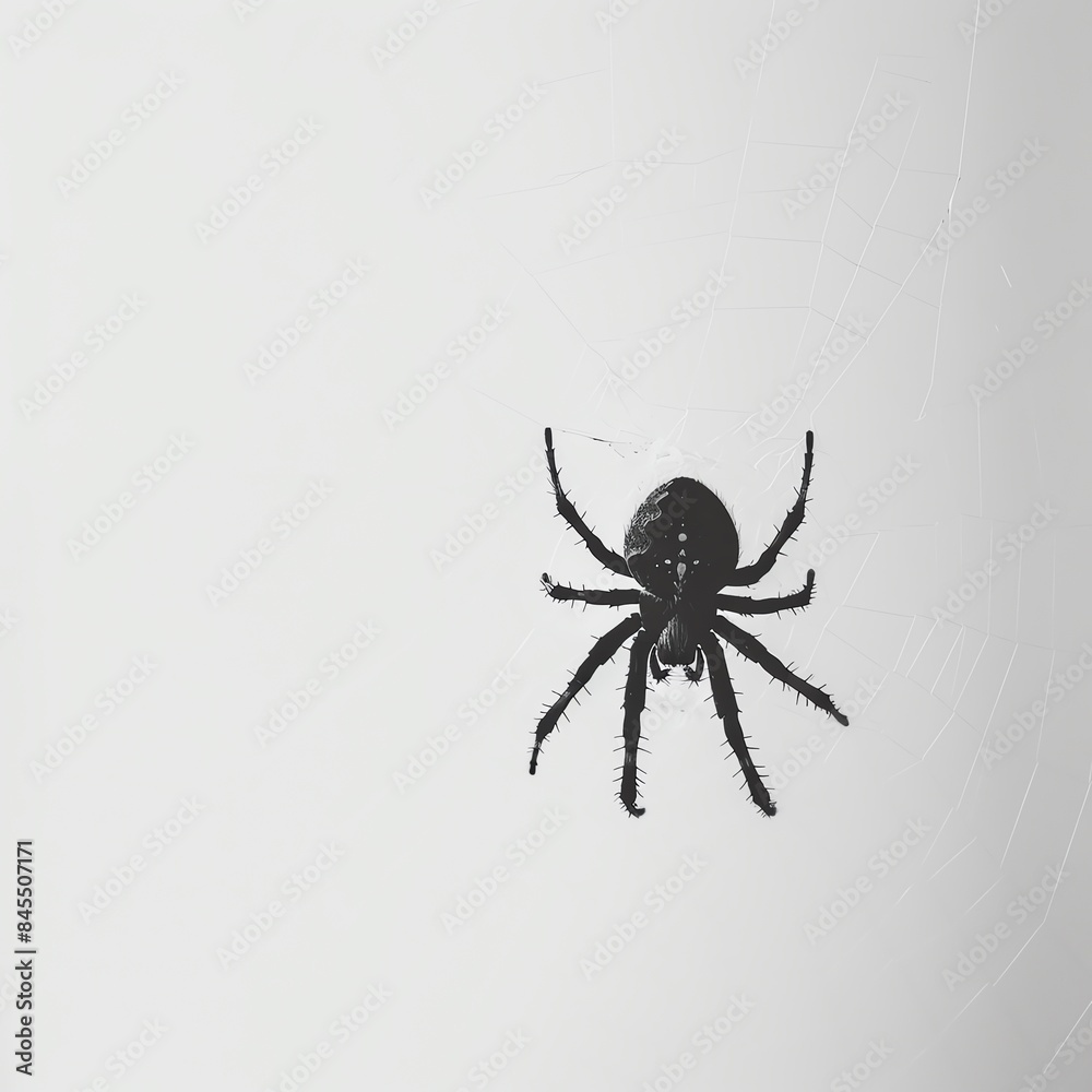 Obraz premium Spider web with a spider on a white background,