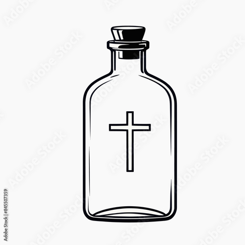 a bottle with a cross inside of it