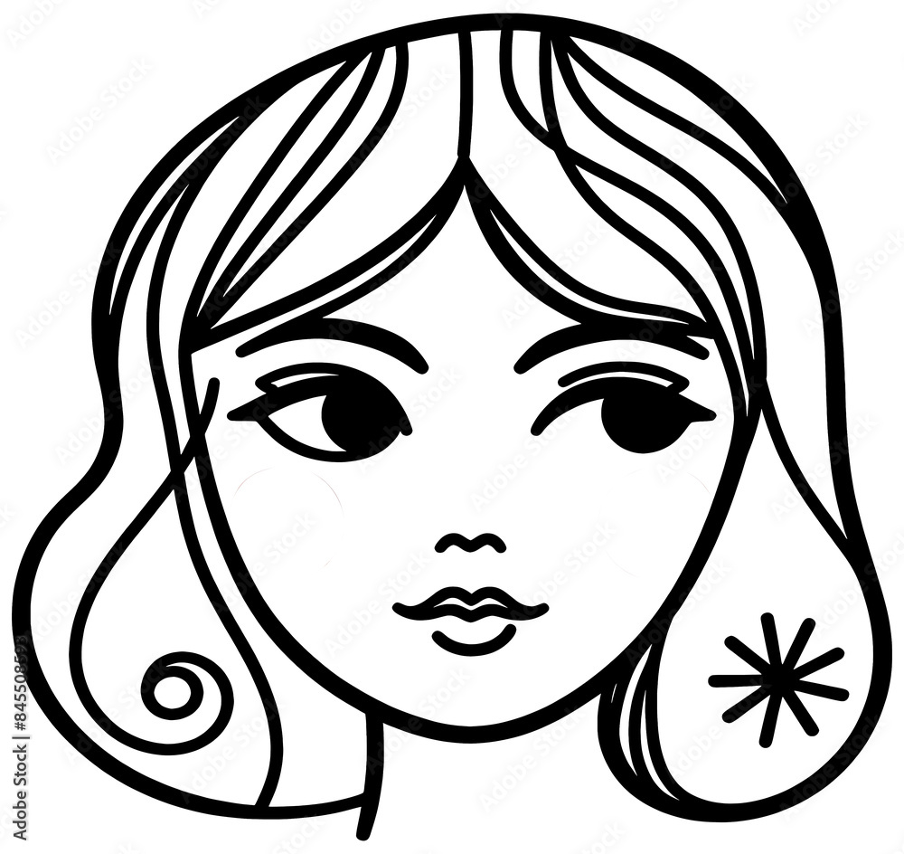 Stylish line art drawing of girl. straight hair subtle facial features. perfect for fashion illustrations, digital art, and creative projects. transparent background. Stylish line art drawing of girl. straight hair subtle facial features. perfect for fashion illustrations, digital art, and creative projects. transparent background.
