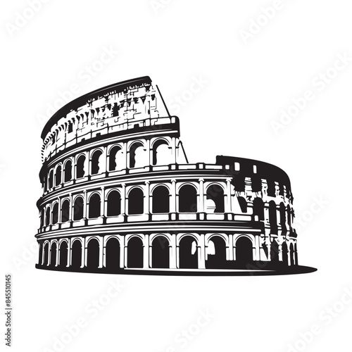 Colosseum Black White Stock Illustrations isolated on white background