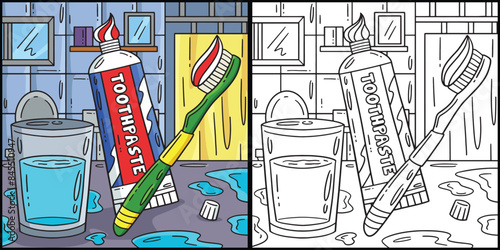 Dental Care Toothbrush and Toothpaste Illustration