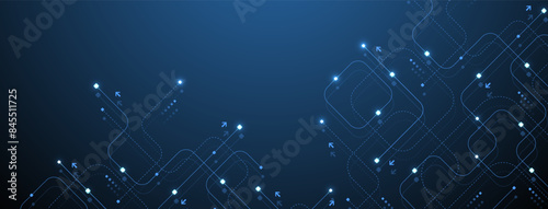 Abstract background with technology circuit board texture. Modern electronic motherboard texture. Engineering and communication concept for header, web banner, website, presentation.