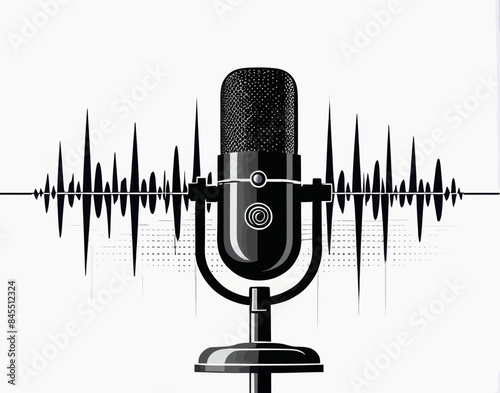 a black and white photo of a microphone
