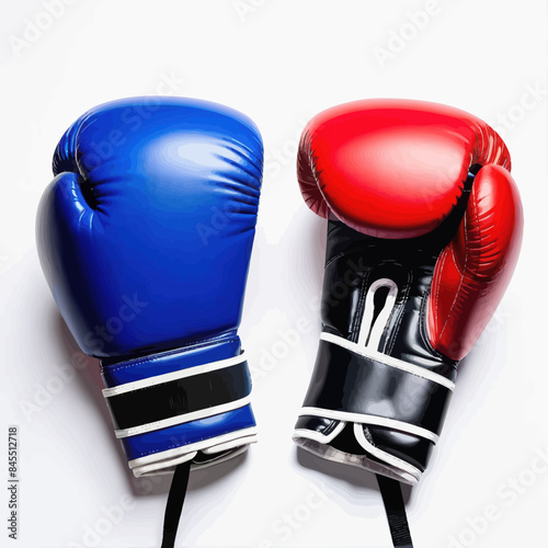 a pair of red and blue boxing gloves