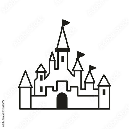 Fairytale Castle Icon in Line Art Design (ID: 845513795)