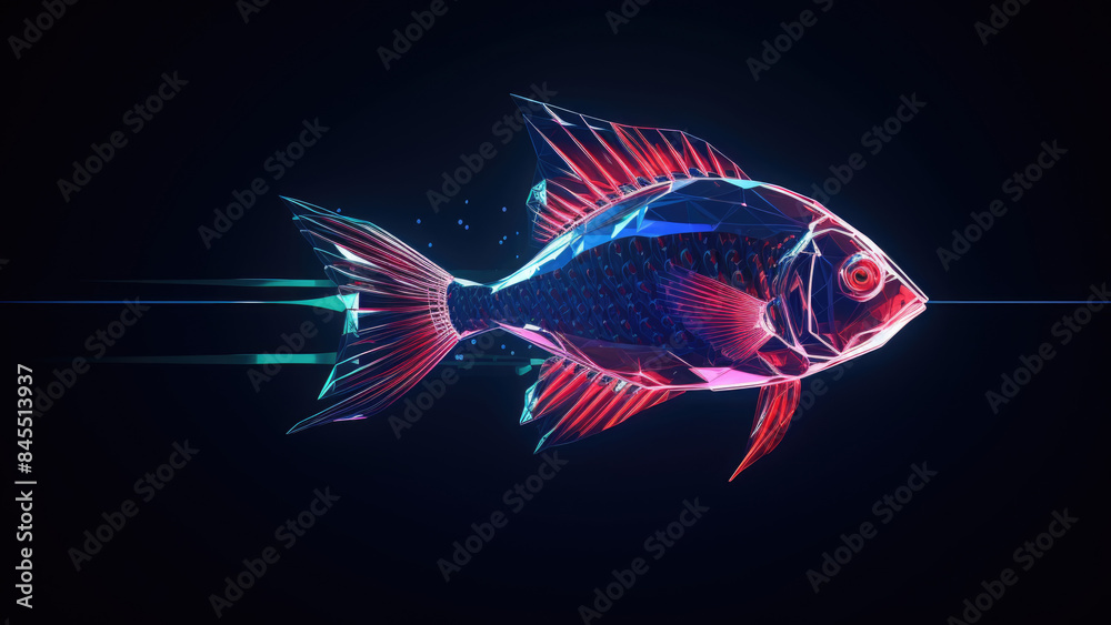 Fototapeta premium Futuristic Neon Fish Art with Glowing Effects
