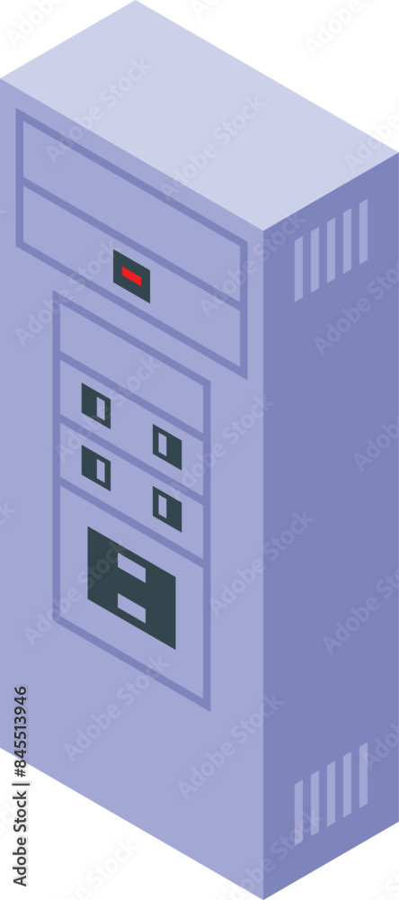 Electrical cabinet distributing electricity with fuses and switches isometric illustration Electrical cabinet distributing electricity with fuses and switches isometric illustration