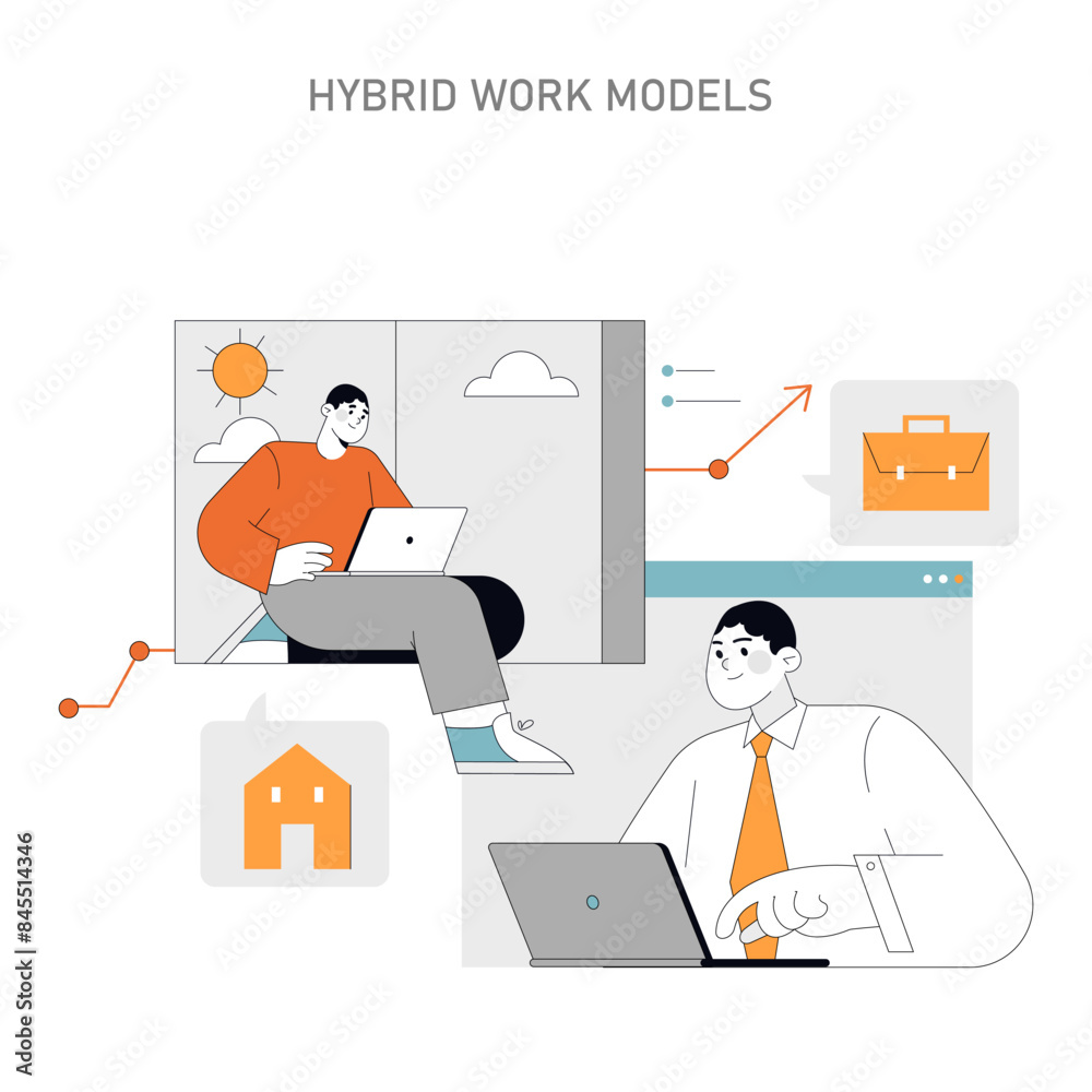 Hybrid Work Models Vector illustration Hybrid Work Models Vector illustration