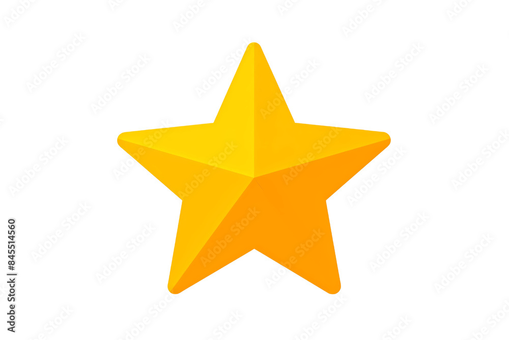 Fototapeta premium Bright yellow star icon, isolated on transparent background cutout, representing quality, rating, or achievement in a simplistic and modern design.