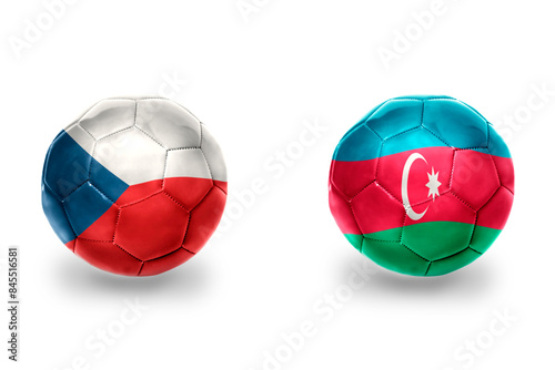 football balls with national flags of azerbaijan and czech republic ,soccer teams. on the white background.
