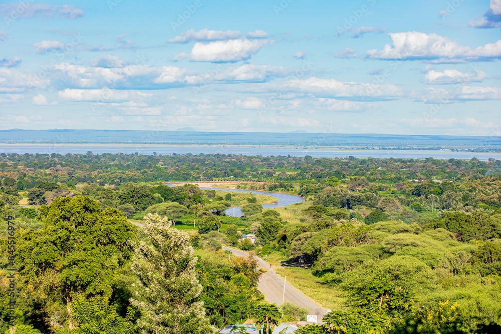 Obraz premium Beatiful view of Lake Manyara from Magara Mountanis, Tanzania 