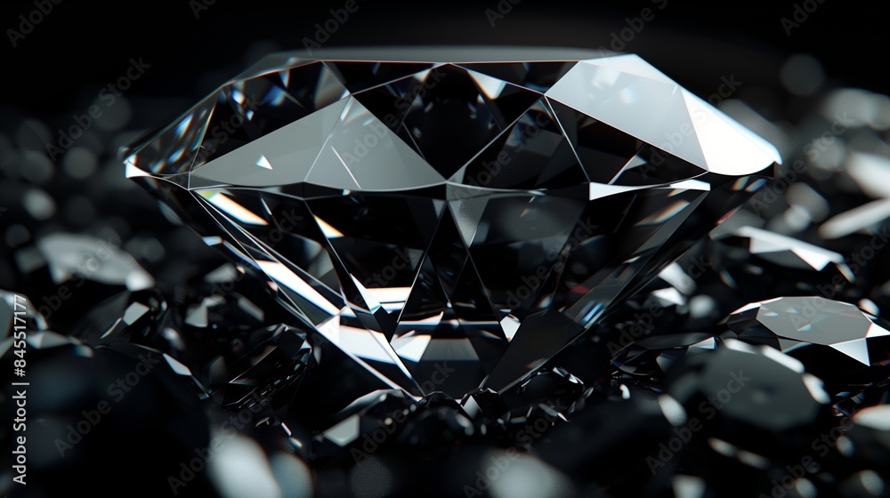 A huge three-dimensional diamond on a black background. A huge three-dimensional diamond on a black background.