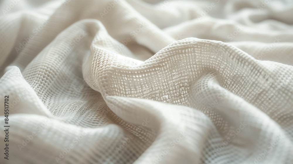 Soft textured fabric in light beige with gentle folds, background with copy space Soft textured fabric in light beige with gentle folds, background with copy space