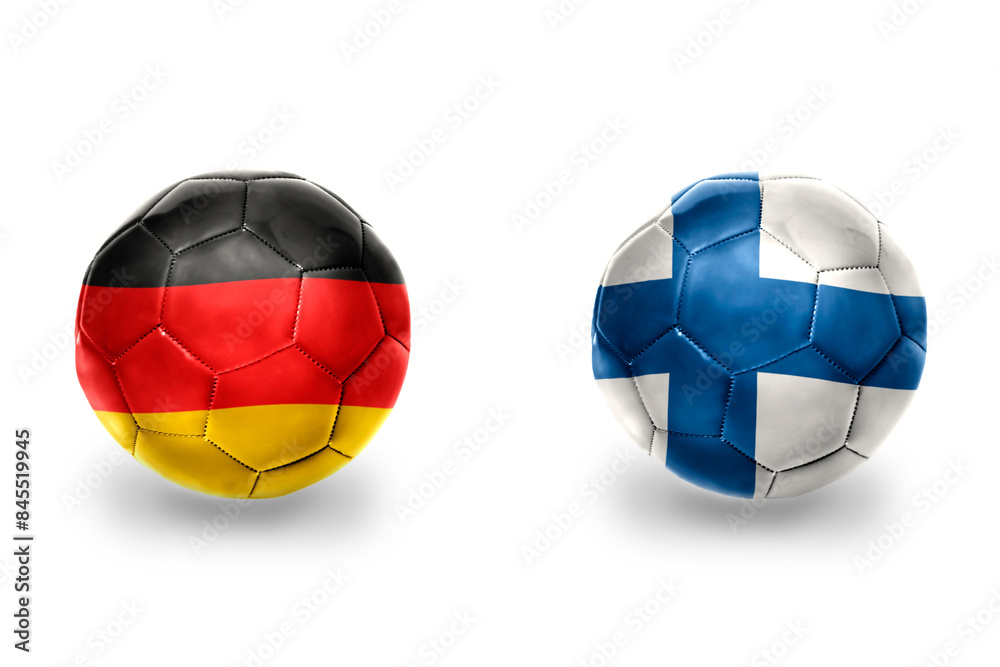 football balls with national flags of germany and finland ,soccer teams. on the white background. football balls with national flags of germany and finland ,soccer teams. on the white background.