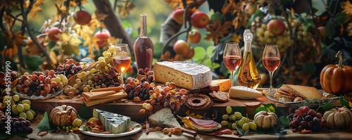 Hosting a cider and cheese pairing event, October 9th, flavorful combinations and autumn delights, 4K hyperrealistic photo. photo