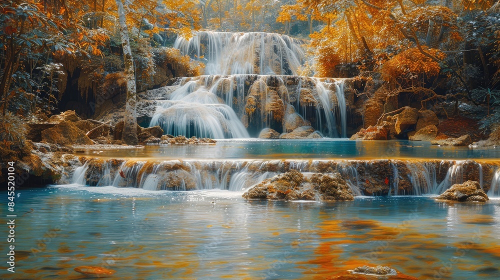 Beautiful waterfall and emerald pool in tropical rain forest in Thailand. Beautiful waterfall and emerald pool in tropical rain forest in Thailand.