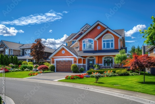 Houses in a Perfect Suburban Neighborhood: Luxury Homes with Stunning Architecture and Landscaping