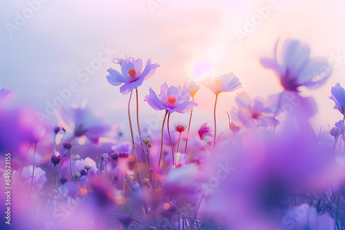 Fleurs mauves au lever du soleil © Concept Photo Studio