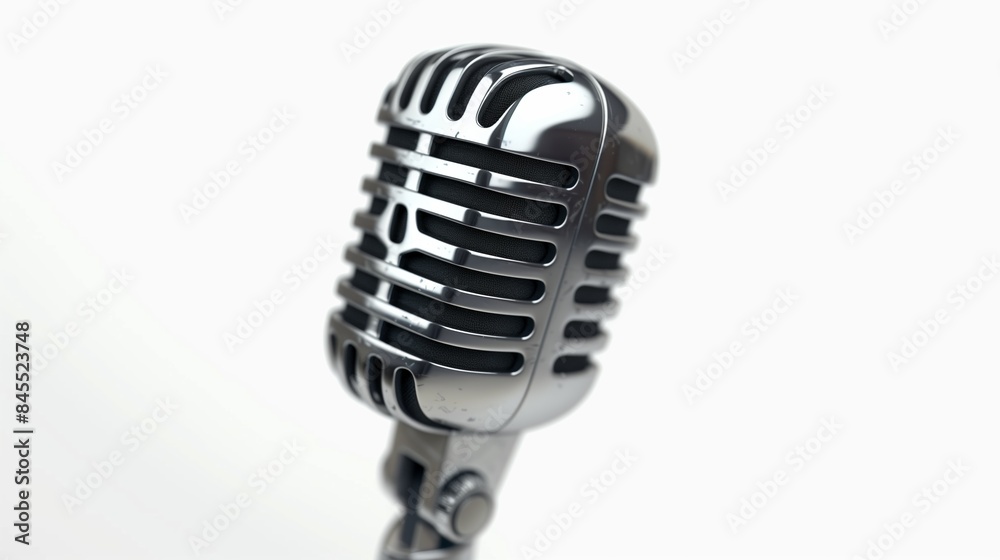 Fototapeta premium Close up of a retro microphone isolated on with white background.