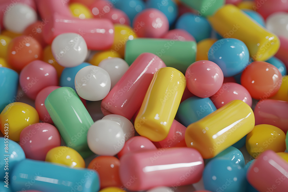 coloured chew gum in different shape AI generative coloured chew gum in different shape AI generative