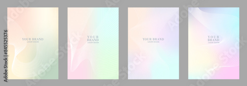 Elegant cover design set with lines and gradient for cover design, invitation, poster, flyer, wedding card, luxe invite, prestigious voucher, menu design. Luxury vector background collection