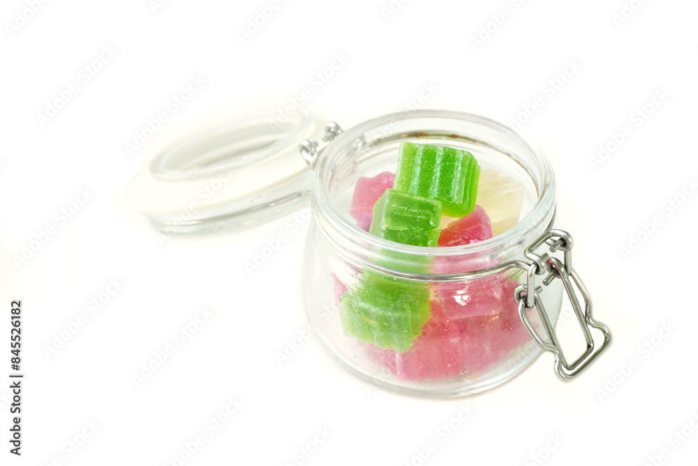 Crispy Jelly in glass of bottle Thai Traditional Dessert Crispy Jelly in glass of bottle Thai Traditional Dessert
