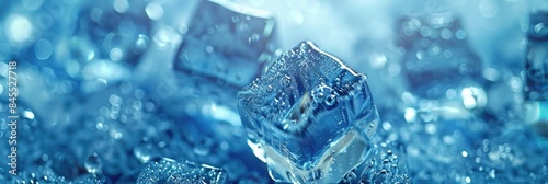 Ice Blocks. Blue Frozen Cubes in a Cold Environment