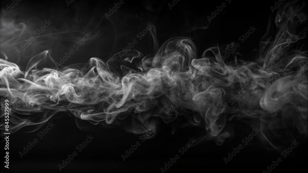 Panoramic view of the abstract fog. White cloudiness, mist or smog moves on black background. Beautiful swirling gray smoke. Mockup for your logo. Wide angle horizontal wallpaper or web banner Panoramic view of the abstract fog. White cloudiness, mist or smog moves on black background. Beautiful swirling gray smoke. Mockup for your logo. Wide angle horizontal wallpaper or web banner