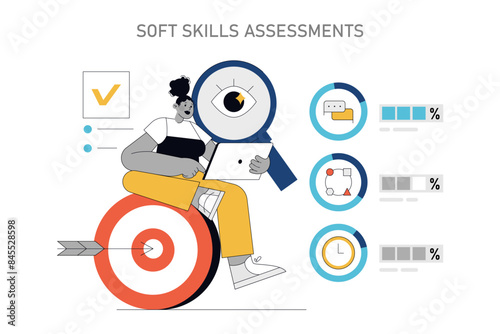 Soft Skills Training. Flat Vector Illustration