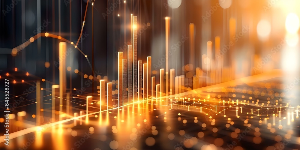 Fototapeta premium Achieving Economic Growth and Financial Goals A Digital 3D Bar Chart. Concept Economic Growth, Financial Goals, Digital Visualization, 3D Bar Chart