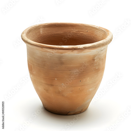 clay cup on white background