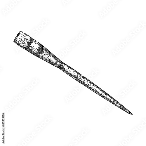 tool paint brush hand drawn. art er, artist color, draw ink tool paint brush vector sketch. isolated black illustration