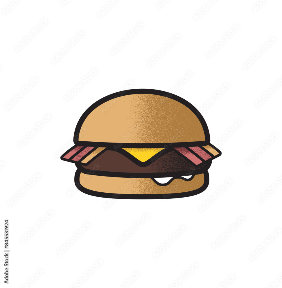 Cheesburger with Bacon Icon Vector Cheesburger with Bacon Icon Vector