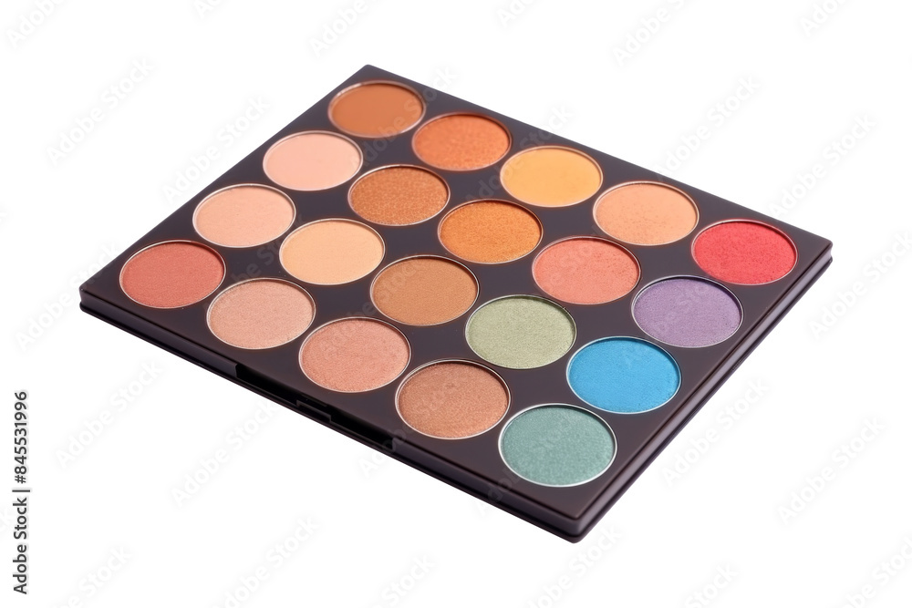 Multi-colored eyeshadow palette case isolated on transparent background. Multi-colored eyeshadow palette case isolated on transparent background.
