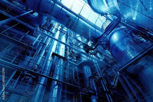 Wallpaper Mural Industrial Abstract Background in Blue Tones with Business Development Concept Torontodigital.ca