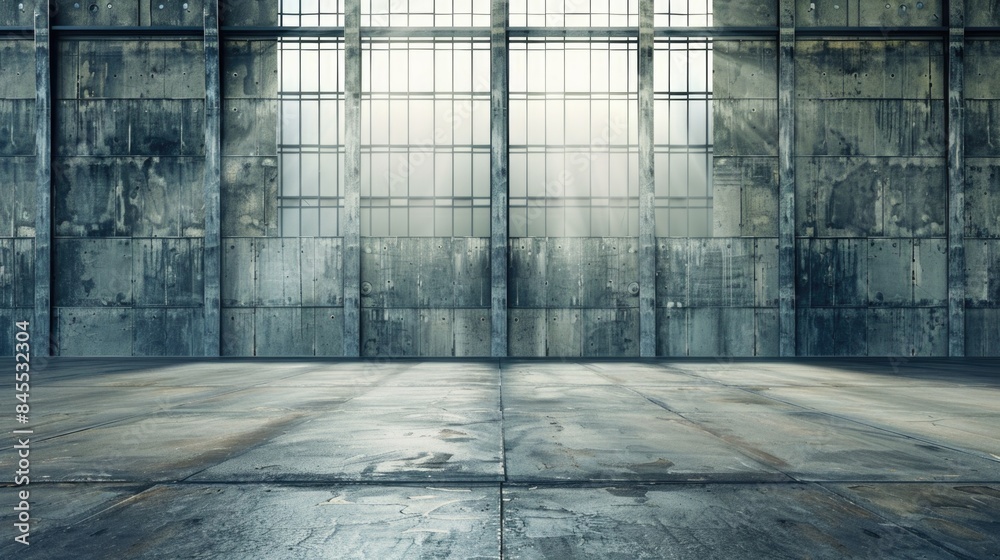 Industry Background. Concrete Floor Inside Industrial Building with Modern Metal Wall and Steel Structure Industry Background. Concrete Floor Inside Industrial Building with Modern Metal Wall and Steel Structure