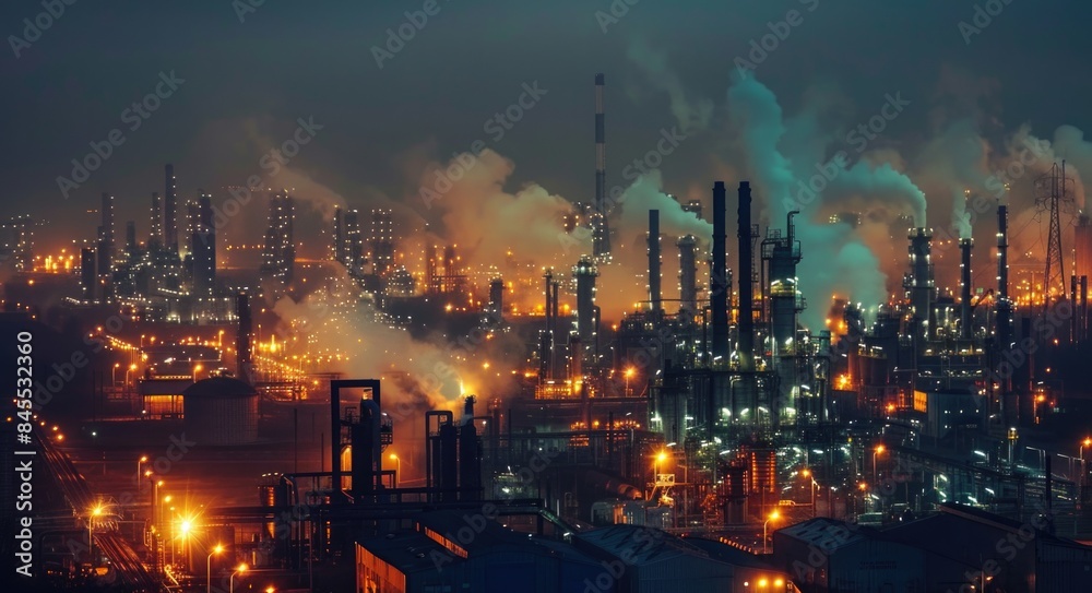 Industry Night: Petrochemical Plant and Oil Refinery in Operation Industry Night: Petrochemical Plant and Oil Refinery in Operation
