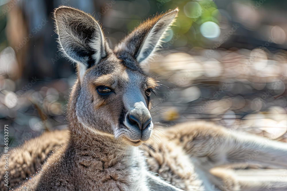 Obraz premium Close-up portrait of a beautiful kangaroo, showcasing the unique wildlife of Australia